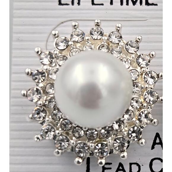 Charlestone Hypo Allergenic Faux Pearl and Rhinestone Earrings NEW - Picture 3 of 6